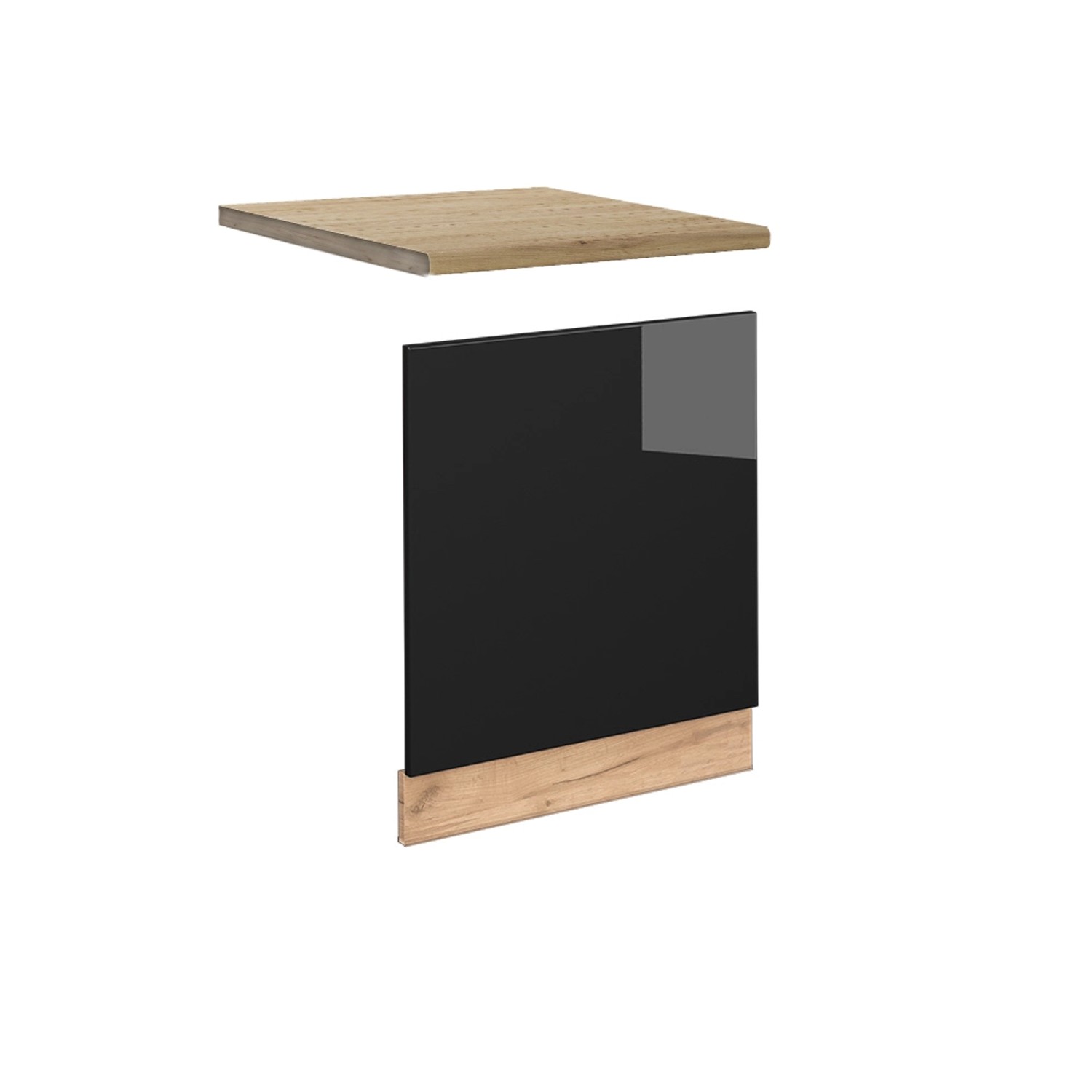 Vicco Frontblende Fame-Line Schwarz Eiche hochglanz/Goldkraft Eiche 60 cm AP Eiche