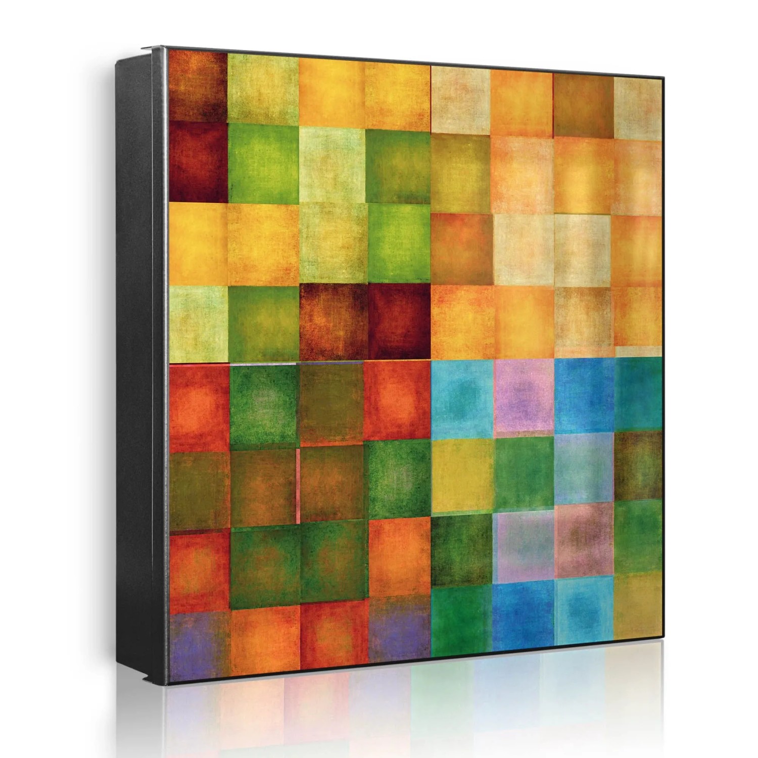 Banjado Großer Schlüsselkasten Metall 30x30cm Schwarz Scharnier Rechts 32 Haken Beschreibbar Magnetisch Motiv Farbkasten 2