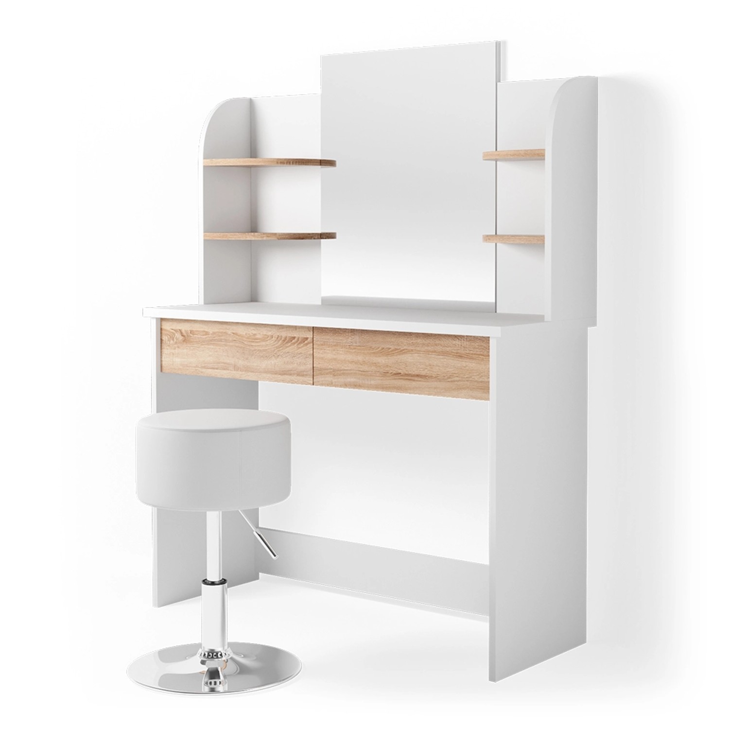 Thumbnail - Vicco Schminktisch Charlotte Weiß/Sonoma 108 cm mit Hocker