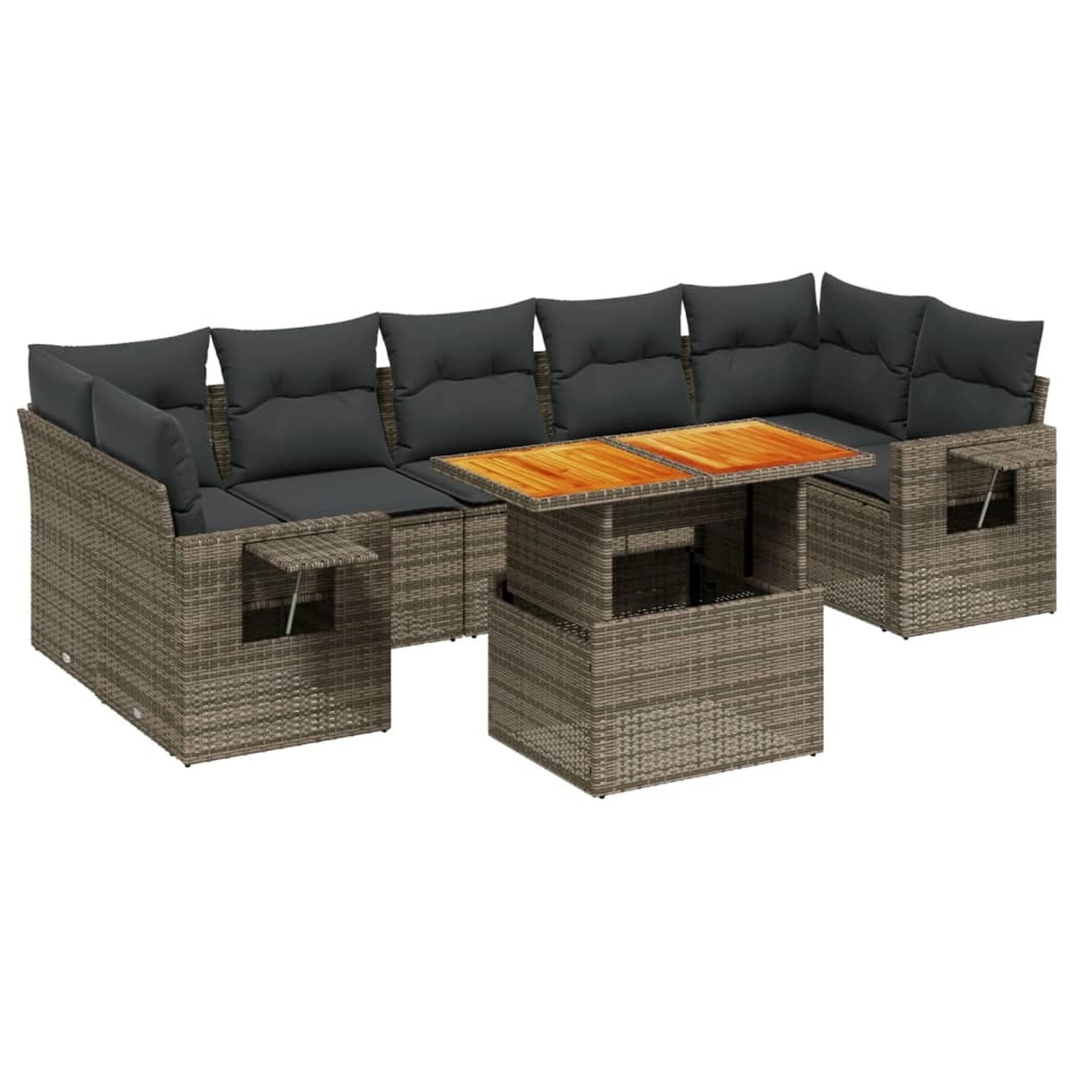 vidaXL 8-Tlg Garten-Sofagarnitur mit Kissen Grau Poly Rattan 3271669 günstig online kaufen