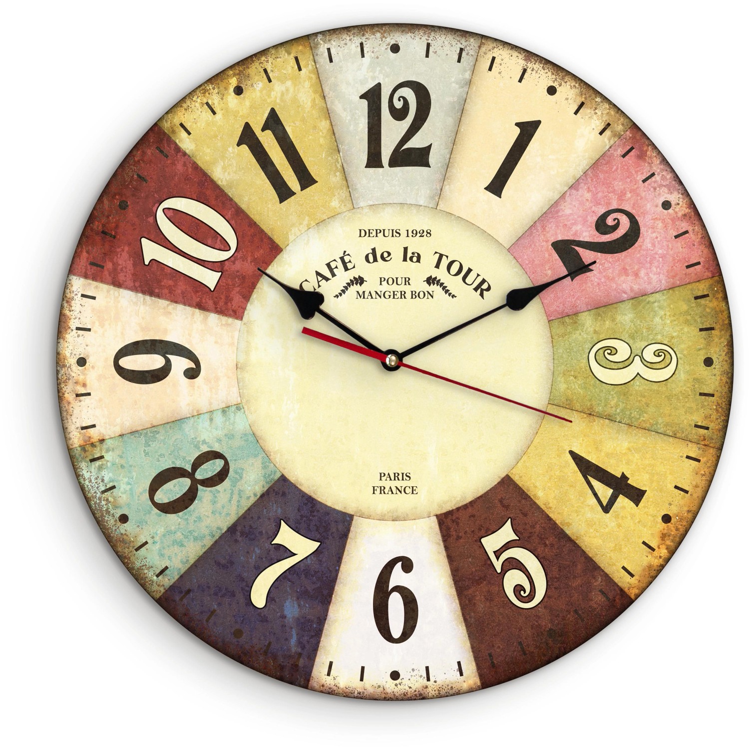 Wall-Art Wanduhr Vintage im Retro-Look Ø 40 cm Bunt günstig online kaufen