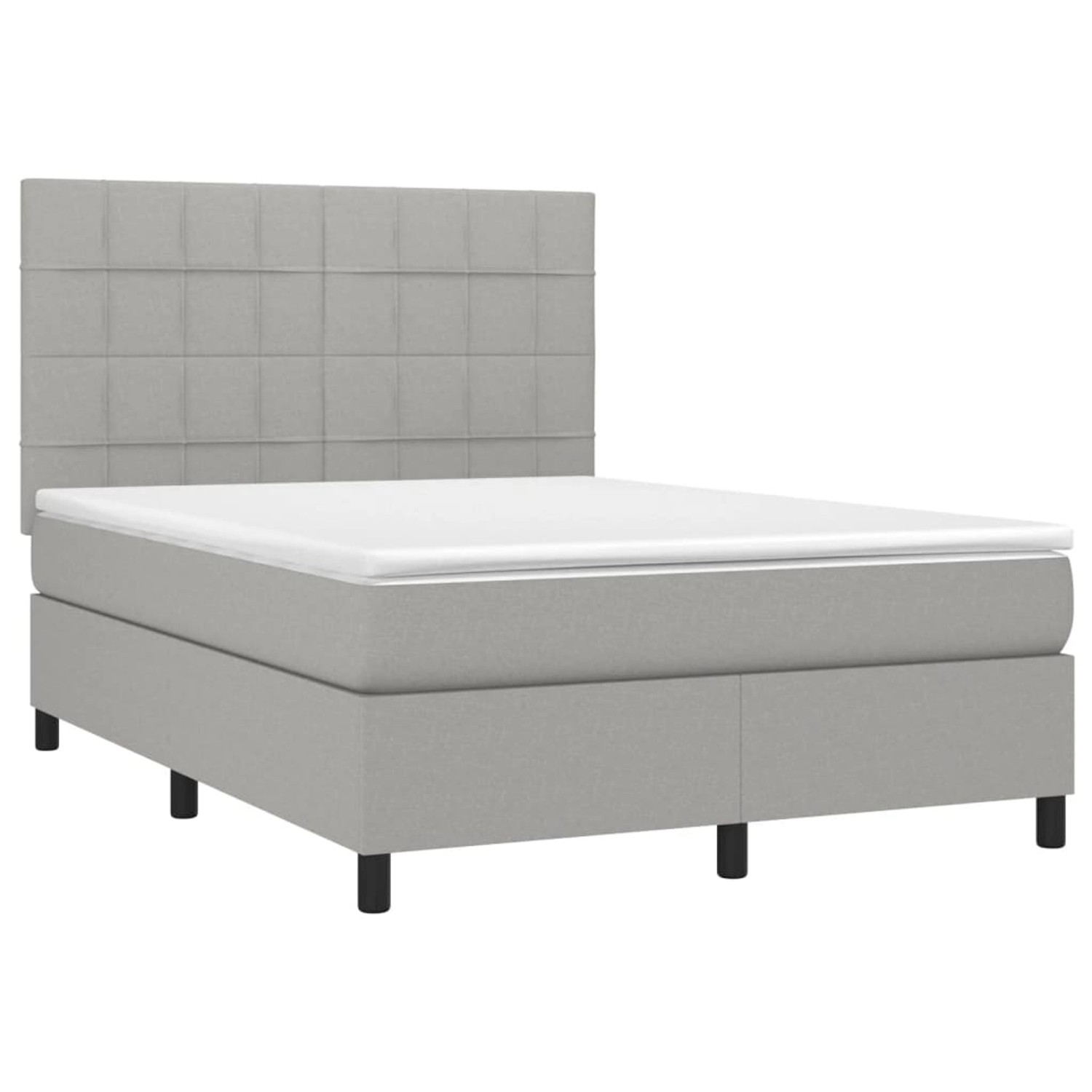 vidaXL Boxspringbett mit Matratze & LED Hellgrau 140x200 cm Stoff 3134877 günstig online kaufen