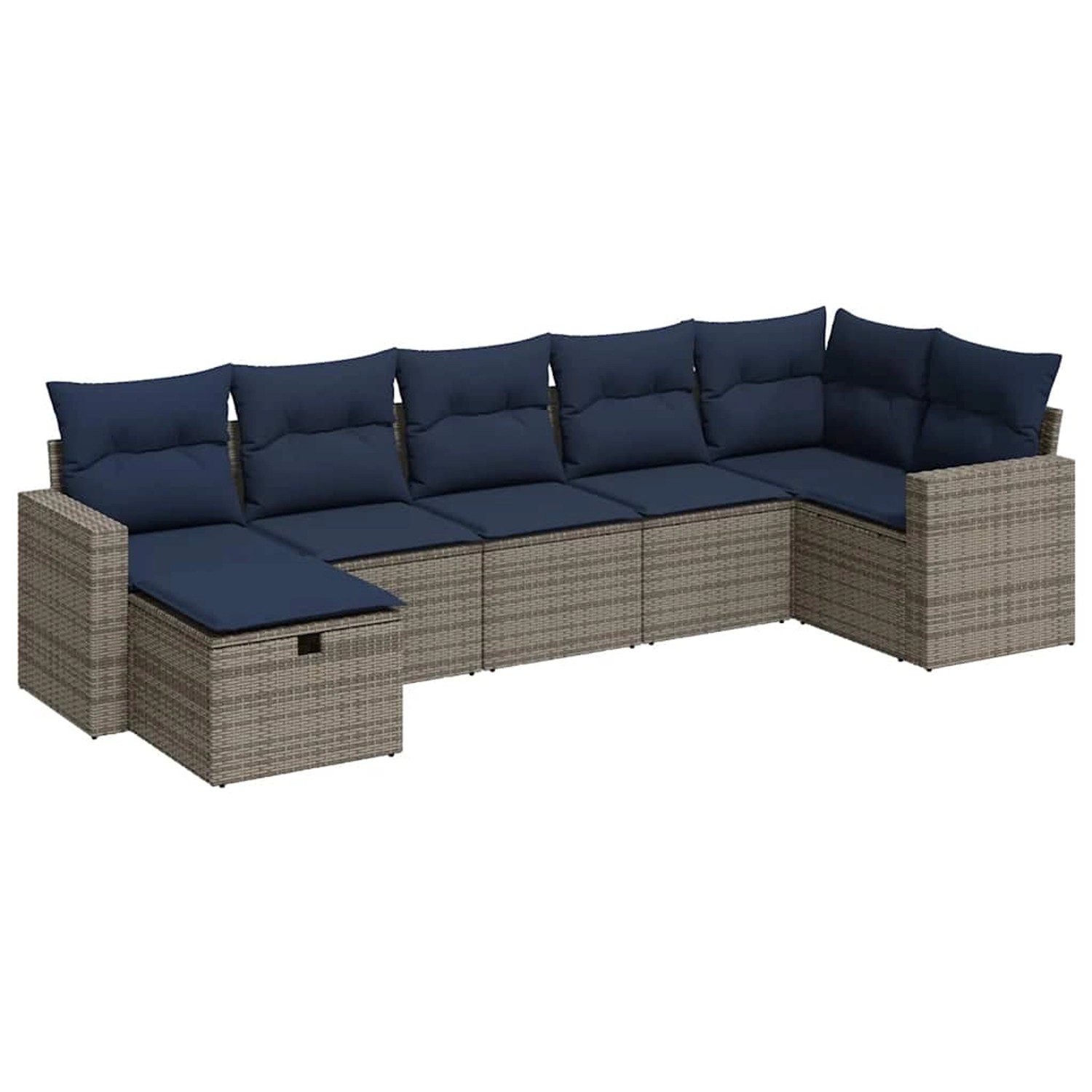 vidaXL 7-Tlg Garten-Sofagarnitur mit Kissen Grau Poly Rattan 3325407 günstig online kaufen