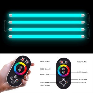 Karibu RGB+W Leuchten Set mit Fernbedienung für Saunaöfen, stimmungsvolle Beleuchtung.