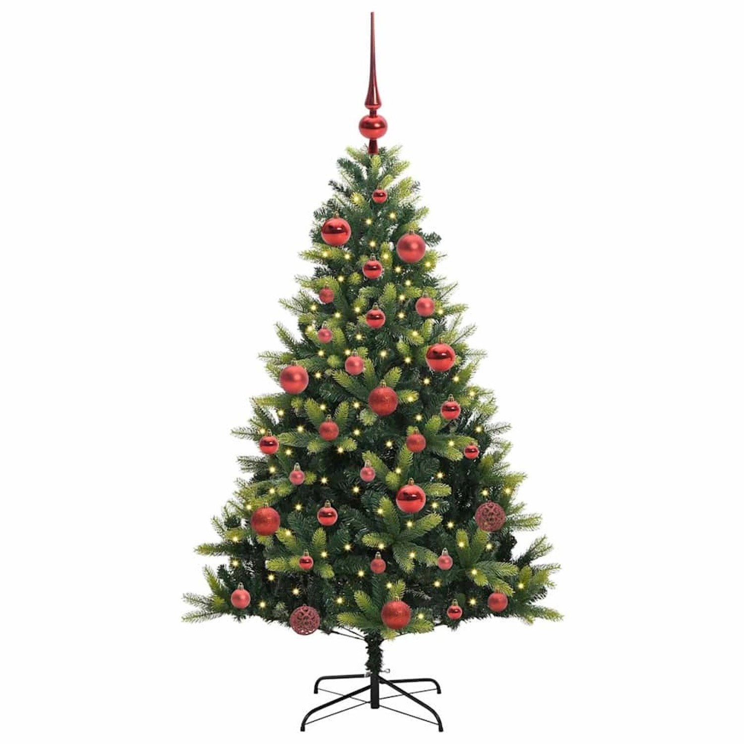 vidaXL Künstlicher Geflammter Weihnachtsbaum 150 LEDs Grün 150 cm 3395982