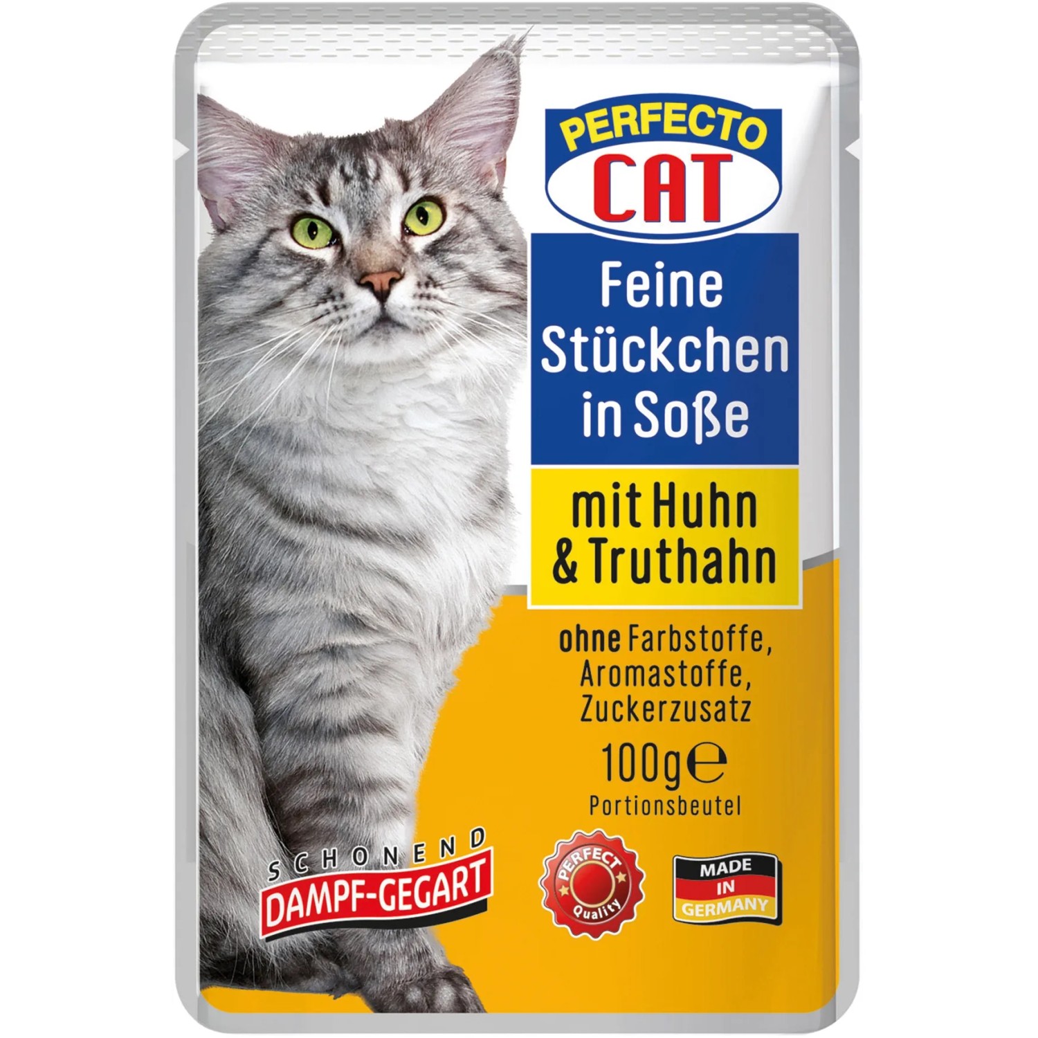 Perfecto Katzen-Nassfutter Stückchen Huhn und Truthahn 100 g