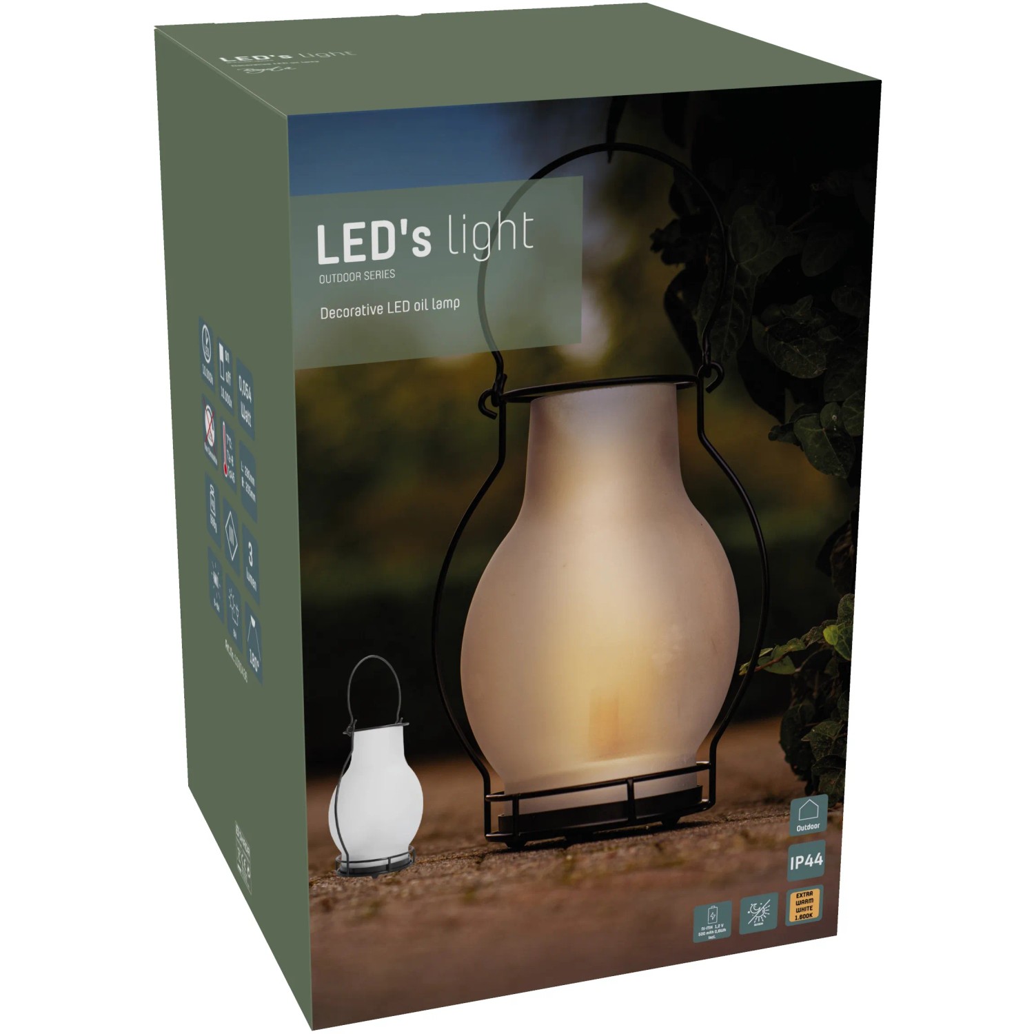 Solar-Laterne Bogota, weiße Lampe mit Flammeneffekt, 3 lm, 1600 K, IP44, mit Sensor.