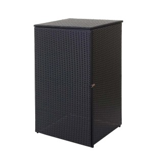 Proregal Mülltonnenverkleidung HxBxT 110x65x66 cm Poly-Rattan 120L Schwarz Mülltonnenbox Mülltonnenabdeckung