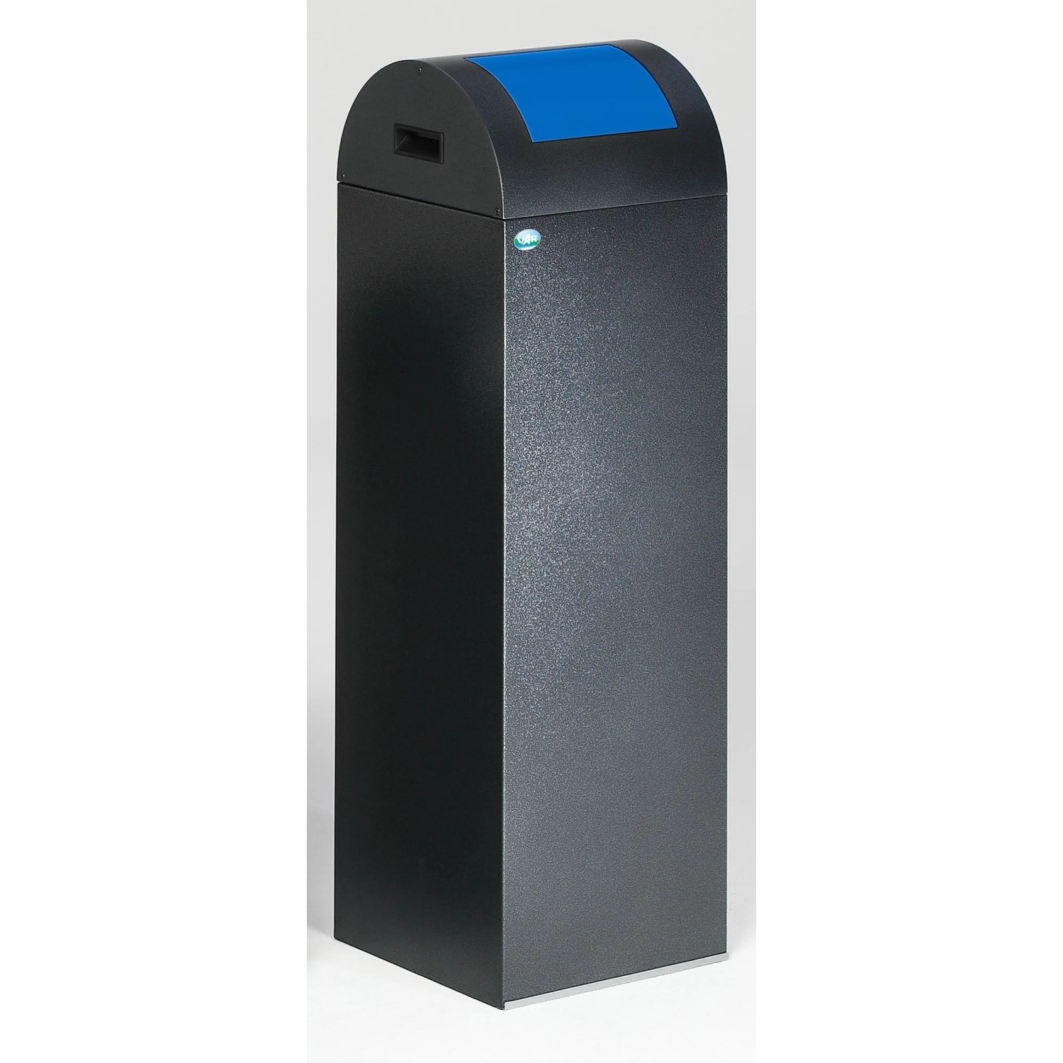 PROREGAL Selbstlöschender Wertstoffsammler Rund Mit Einwurfklappe 89 Liter HxBxT 104,5 x 32 x 32 cm Verzinkter Stahl Grau Blau