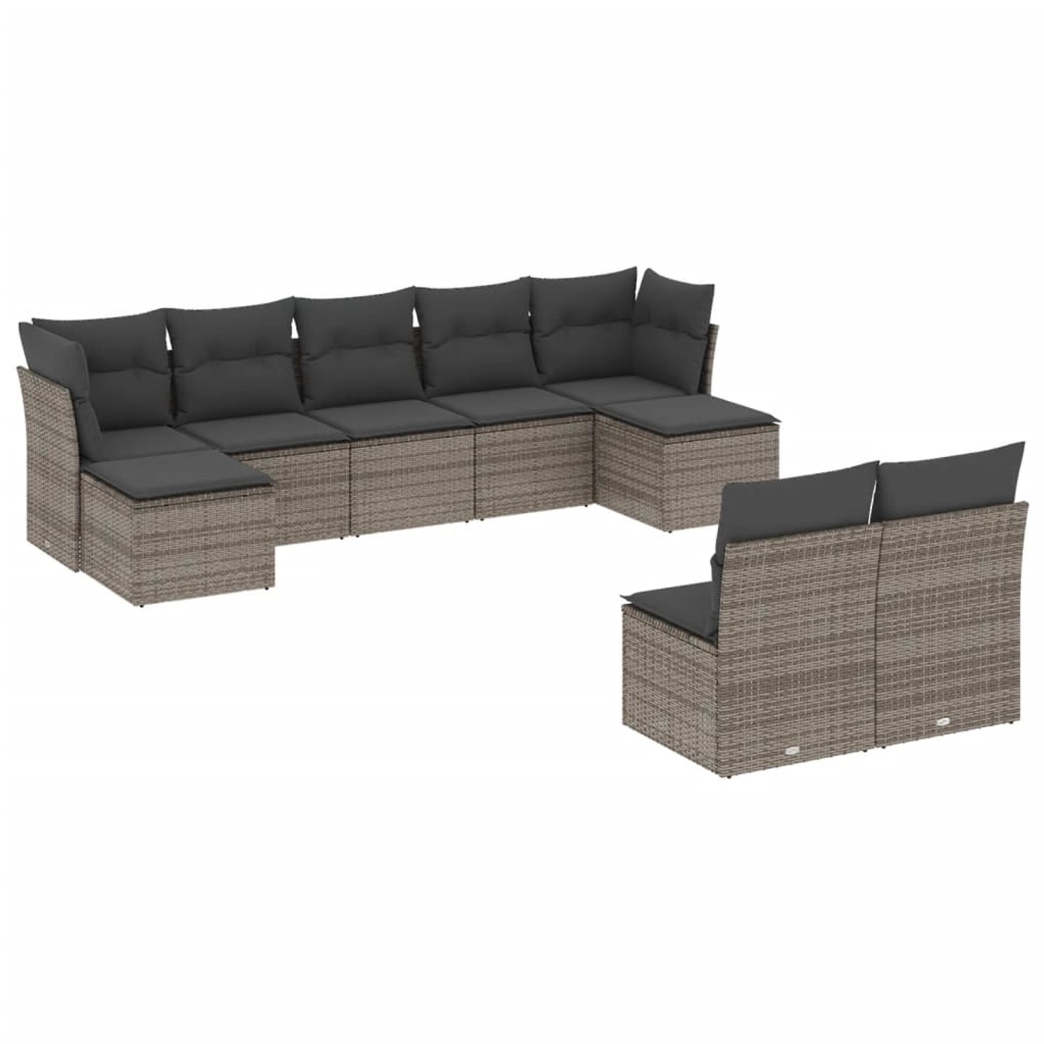 vidaXL 9-tlg Garten-Sofagarnitur mit Kissen Grau Poly Rattan Modell 11 günstig online kaufen