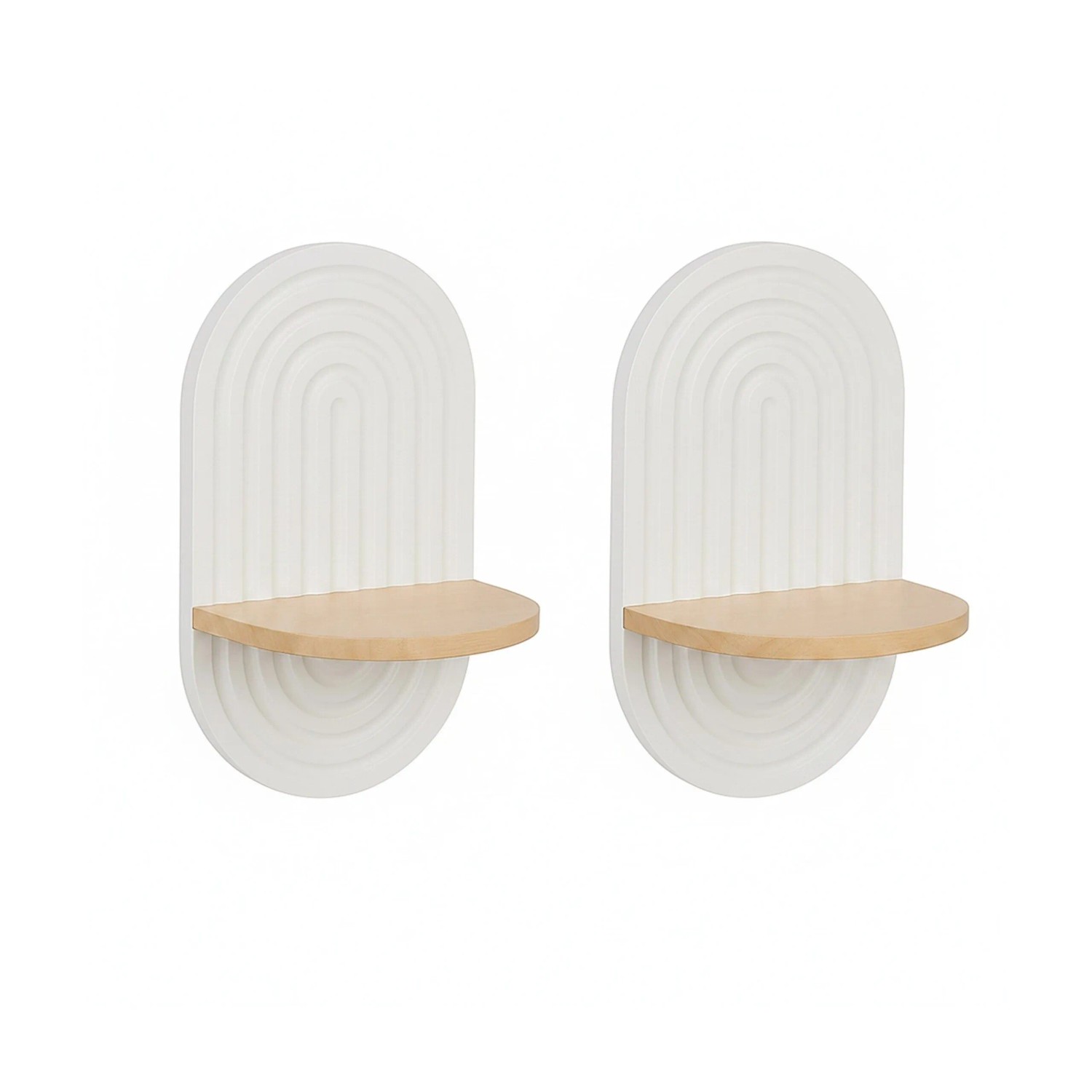 Relaxdays Wandregal 2er Set Kiefernholz MDF Weiß Natur 33 cm x 20 cm x 15 cm 620 g