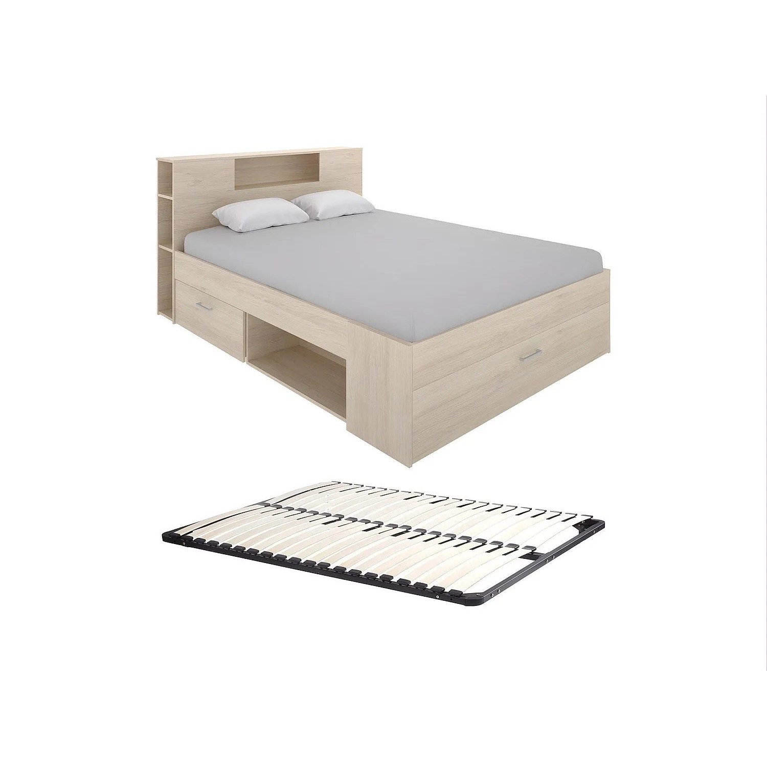 Vente-unique Bettrahmen Leandre Naturfarben Hell 228.5 cm