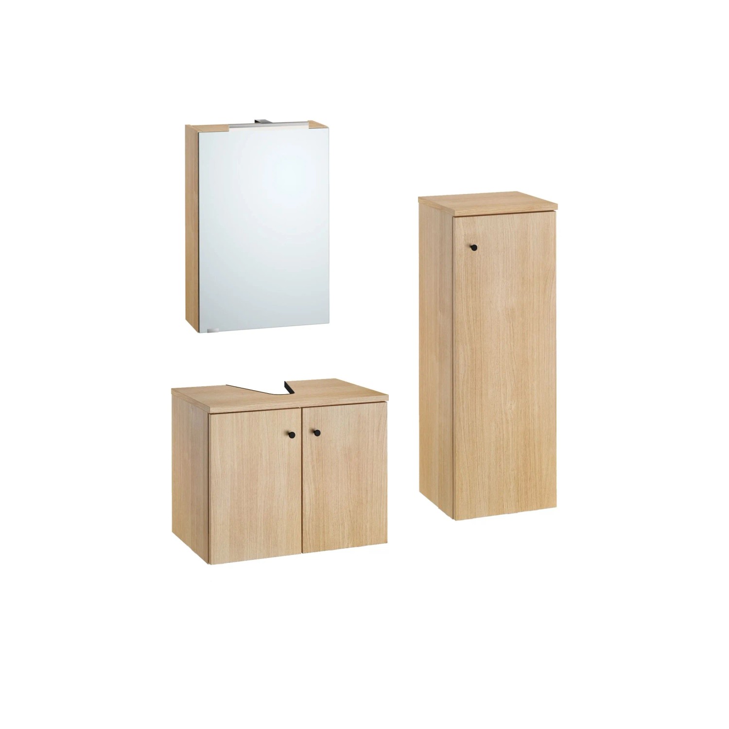 Erst-Holz Badmöbel Spiegelschrank Waschtisch Schrank Halbhoch Eiche Dekor Set ohne Füße