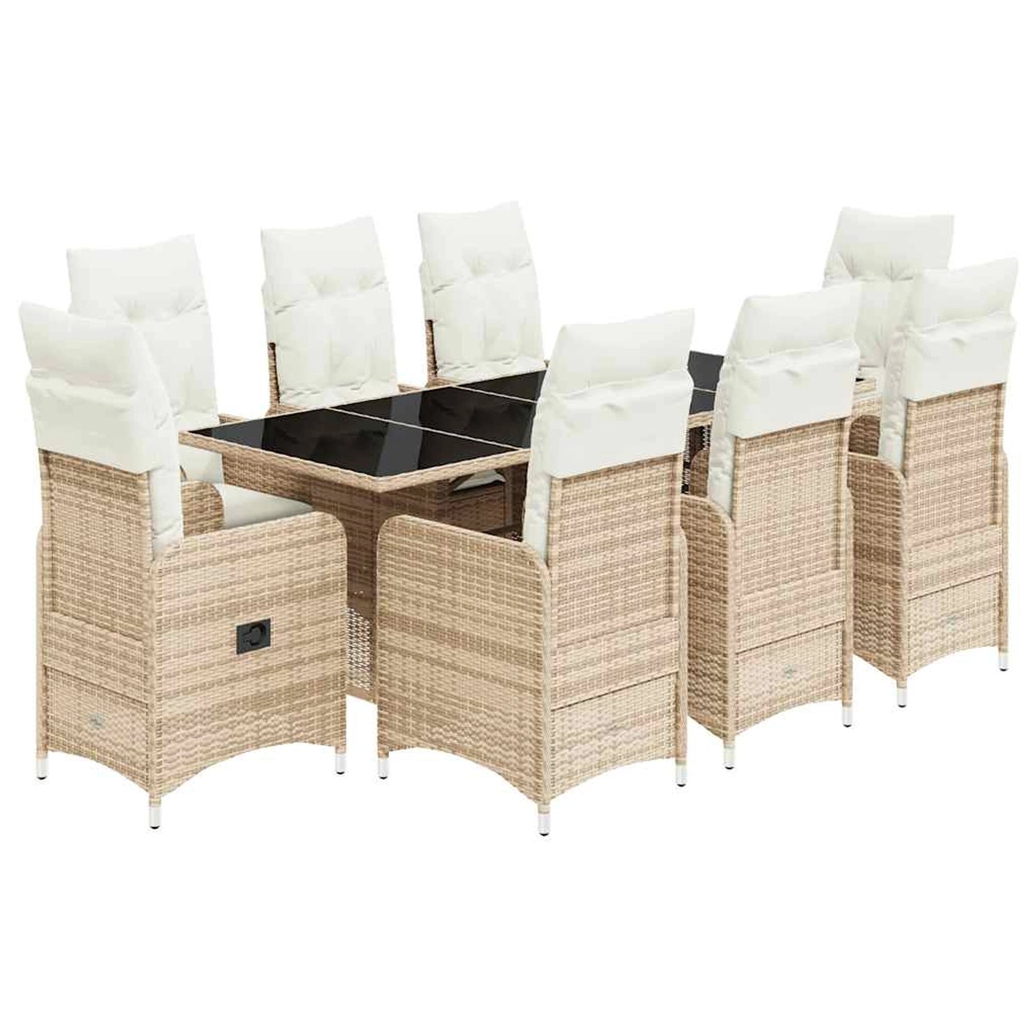 vidaXL 9-Tlg Garten-Bistro-Set mit Kissen Beige Poly Rattan 3277105