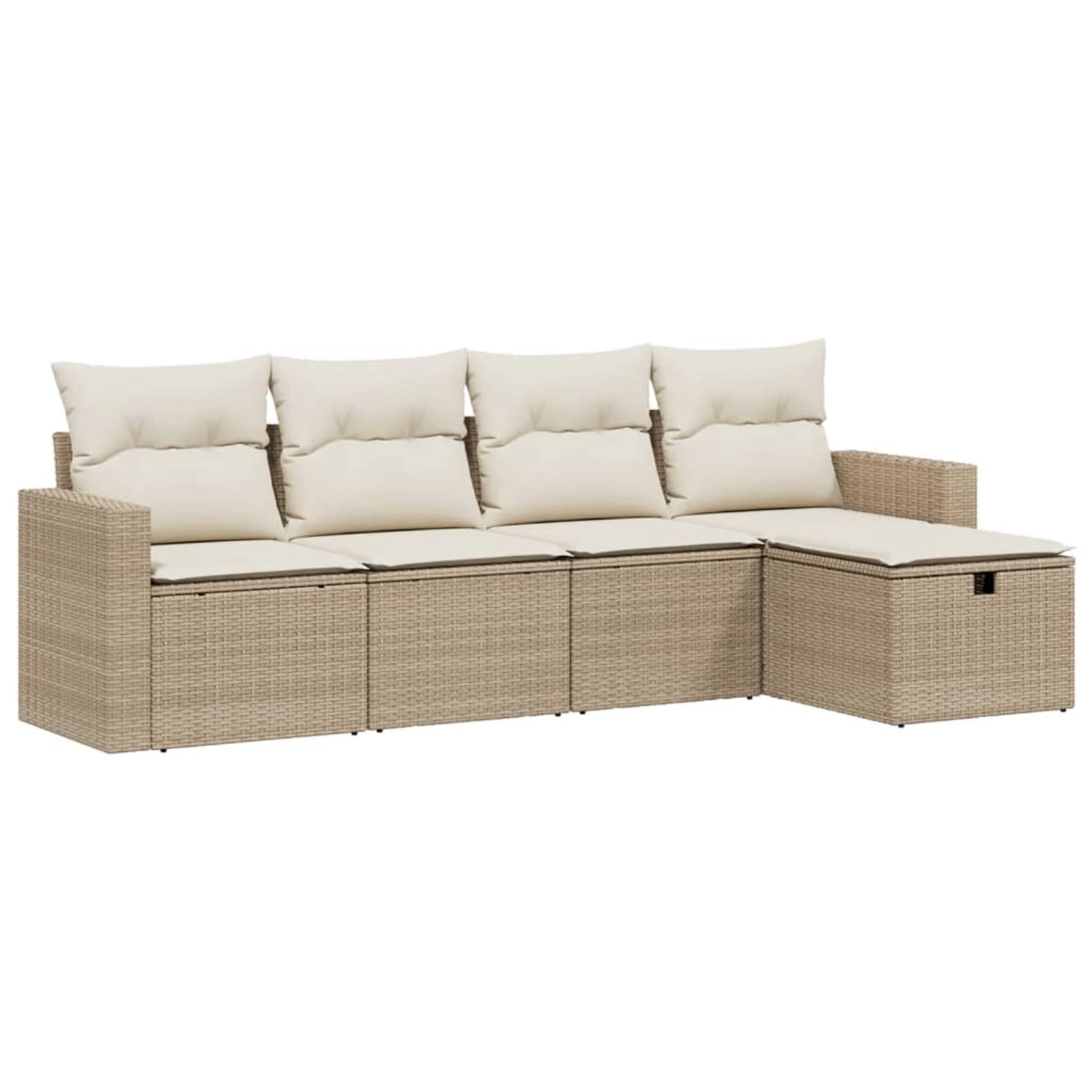 vidaXL 5-Tlg Garten-Sofagarnitur mit Kissen Beige Poly Rattan 3263464 günstig online kaufen