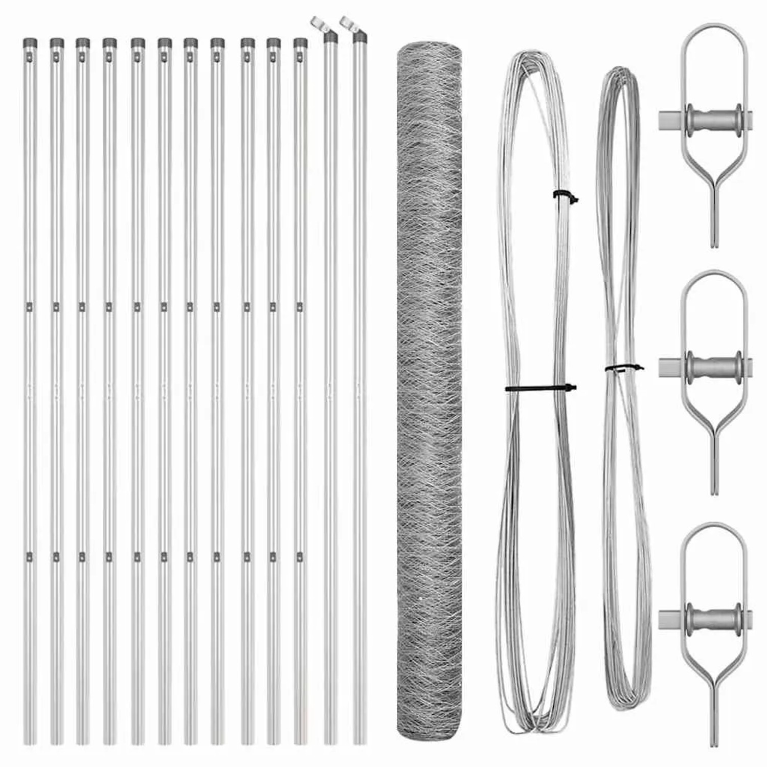 vidaXL Zaunpfosten Silber 25 x 1,6 m 50 mm Geflecht Stahl 3352973 günstig online kaufen