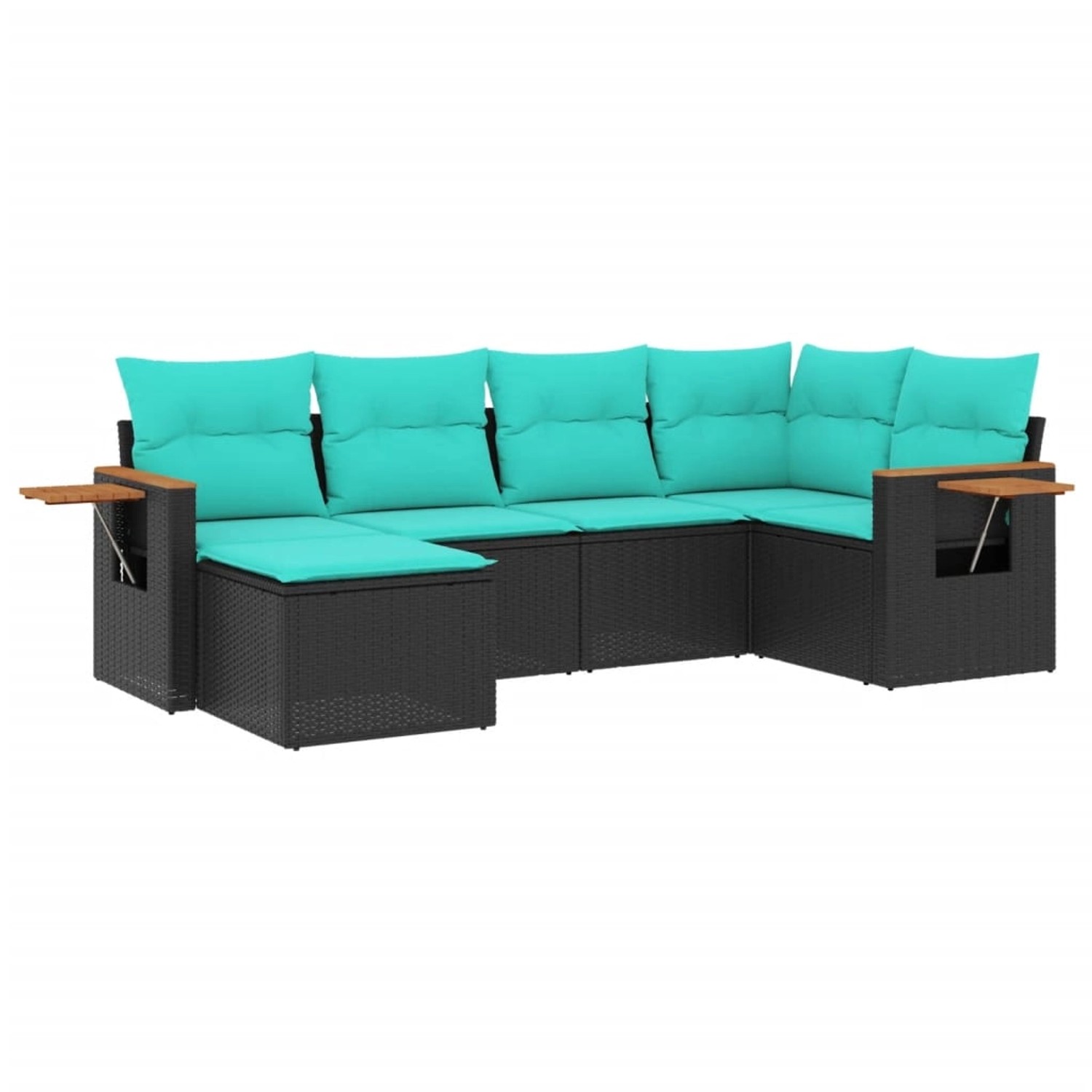 vidaXL 6-Tlg Garten-Sofagarnitur mit Kissen Schwarz Poly Rattan 3227016 günstig online kaufen