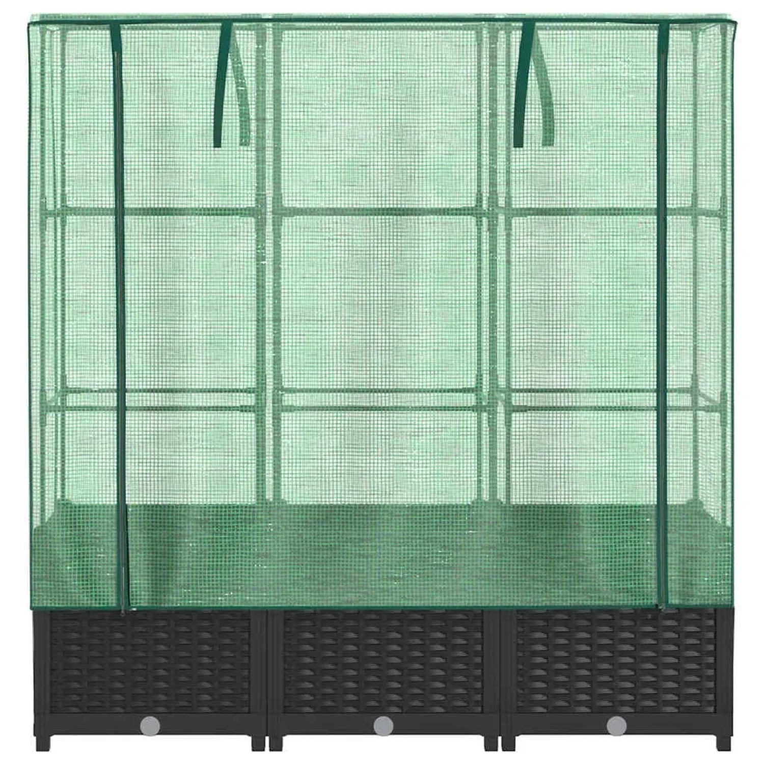 vidaXL Hochbeet mit Gewächshaus-Aufsatz, Rattan-Optik, 120x40x138 cm.