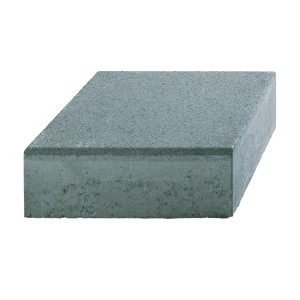 Graue Blockstufe aus Beton, 50x34x15 cm, für Gartentreppen und Einfassungen.