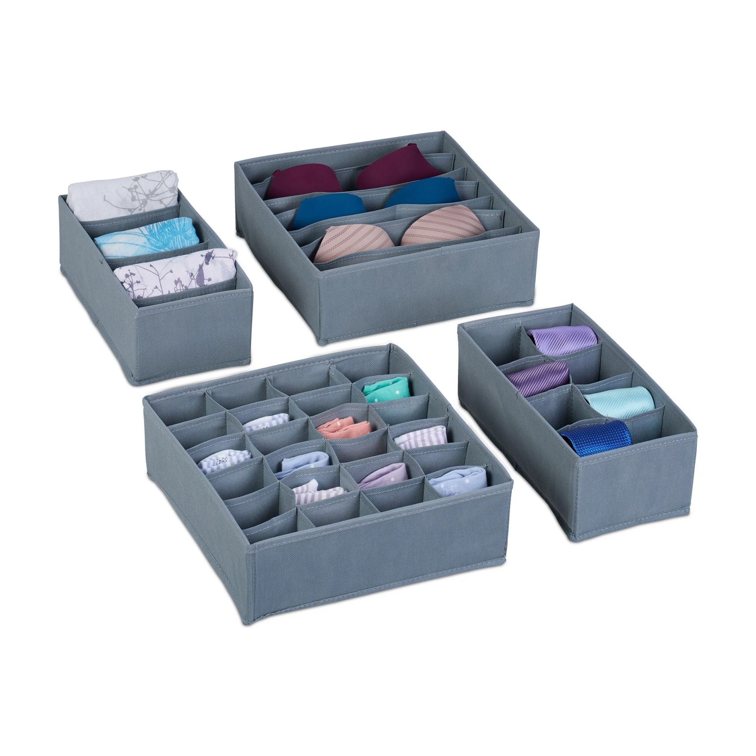 Relaxdays Schubladen Organizer Set Kunststoff Pappe Grau Faltbar 11 cm x 31 cm x 31 cm 620 g