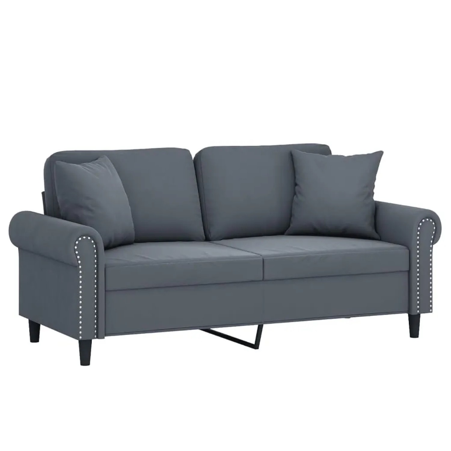 vidaXL 2-Sitzer-Sofa mit Zierkissen Dunkelgrau 140 cm Samt 3200946