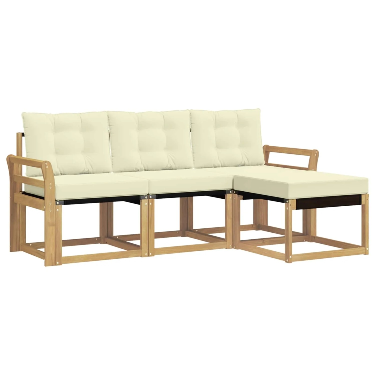 vidaXL Outdoor-Sofagarnitur mit Kissen 4-Tlg Weiß und Creme 3389356