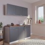 Respekta Küchenzeile KB150WG, 150 cm, grau-weiße Miniküche mit Spüle und Kochfeld.