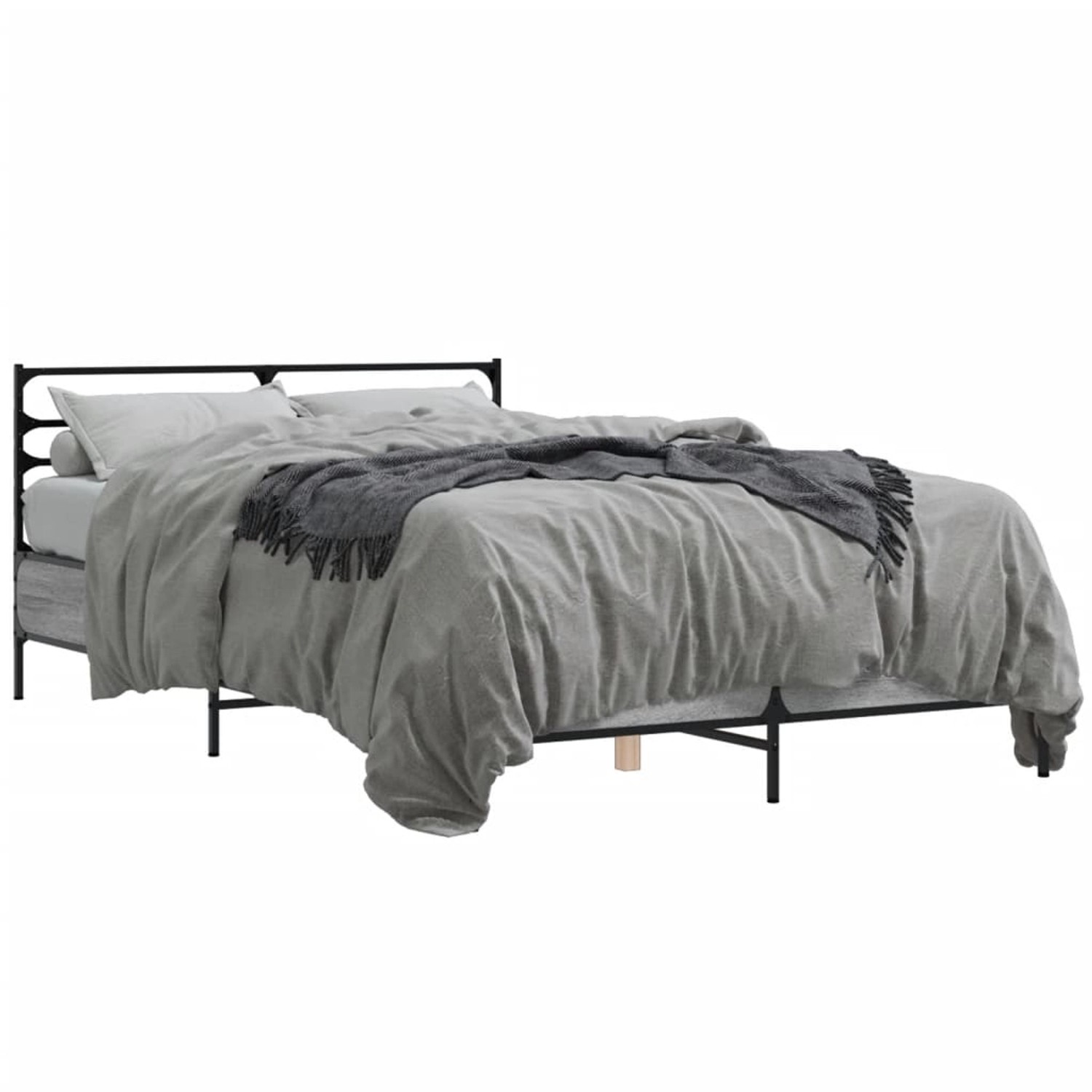 vidaXL Bettgestell Grau Sonoma 120x190 cm Holzwerkstoff und Metall 3280070 günstig online kaufen