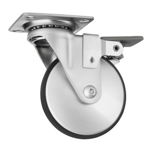 SOTECH Möbelrolle LINDAU, Ø 75 mm, silbergrau, mit Bremse, bis 35 kg belastbar.