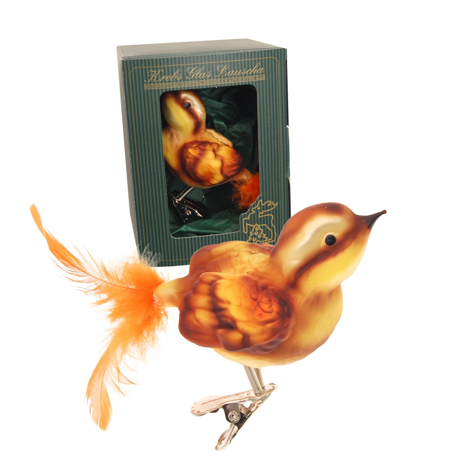 Krebs Glas Lauscha Weihnachtsornament Braun Spatz 1-tlg. 5cm