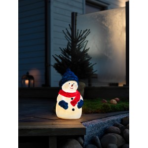 Leuchtender Konstsmide LED Schneemann mit Mütze und Schal, warmweißes Licht, für die weihnachtliche Außendeko.