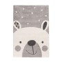 MeGusta Kinderteppich Silber mit Bär und Sternen, Kurzflor 80x150cm