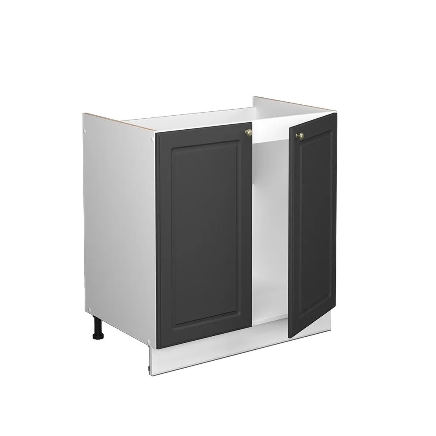 Vicco Spülenunterschrank Fame-Line Anthrazit-Gold Weiß 80 cm AP Marmor