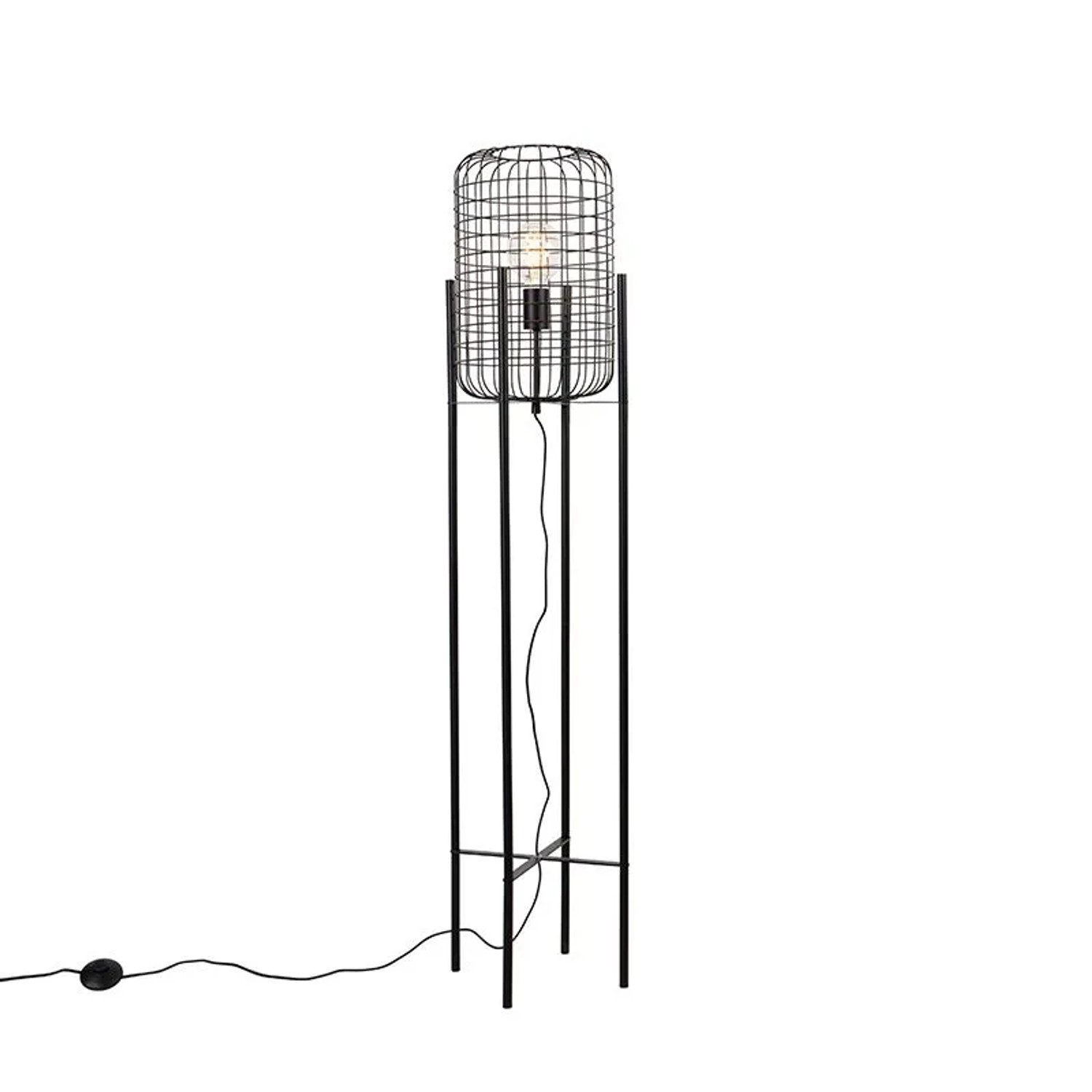 QAZQA Industrielle Stehlampe Schwarz Bliss Vefa
