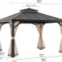 Sunjoy Gazebo Torre Zedernholz, 385x324 cm, schwarz, mit Maßen. Ideal für Garten & Terrasse.