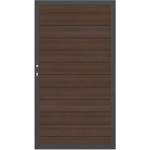 Sichtschutzzaun Tor Platinum, WPC braun-anthrazit, 98x180cm, DIN links, für den Garten.