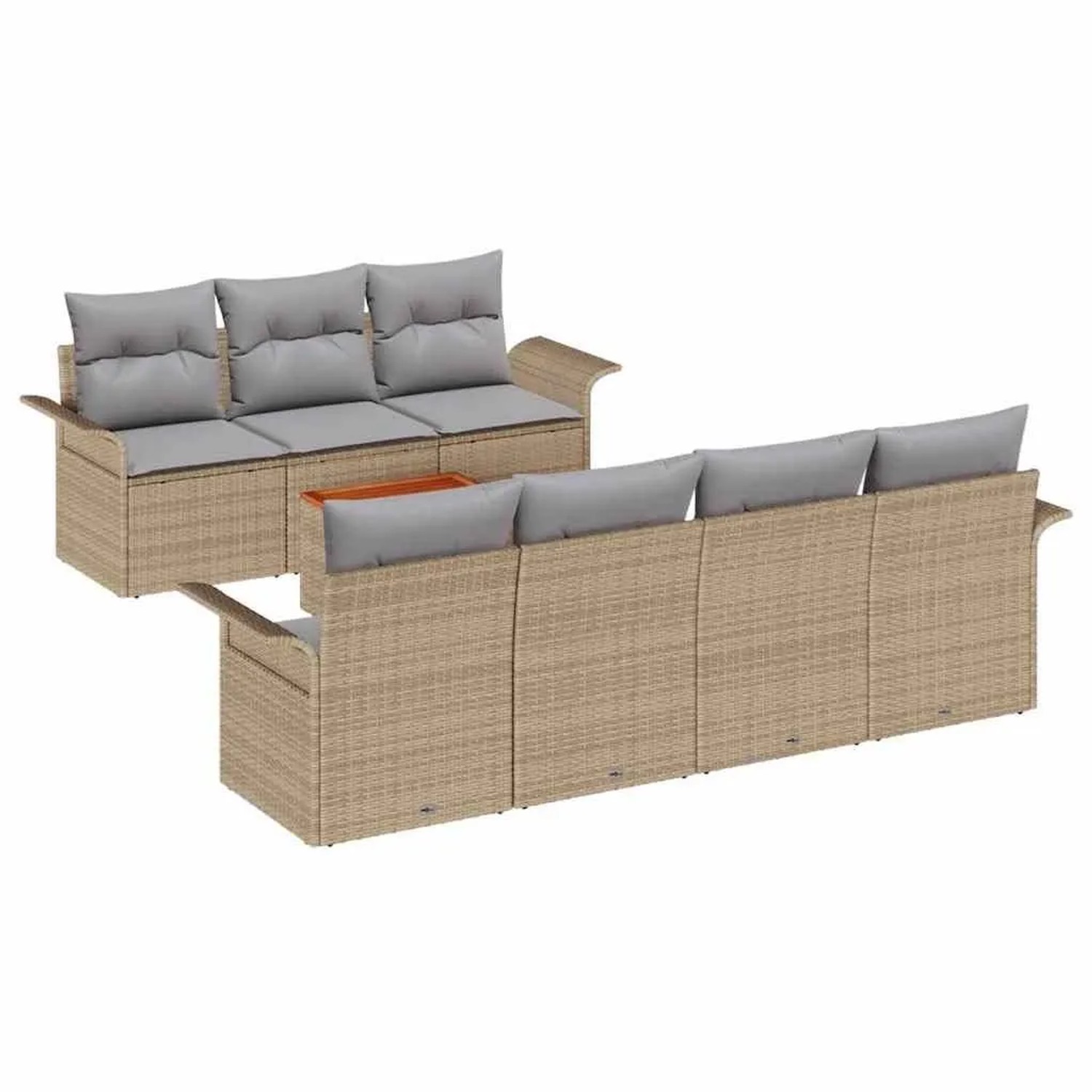 vidaXL Gartensofa-set 8-Tlg Beige und Hellgrau Poly-Rattan 3355956 günstig online kaufen