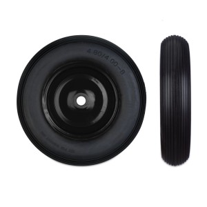 Relaxdays Schubkarrenrad Vollgummi Stahl Schwarz Pannensicher mit Achsadaptern 39 cm x 9 cm 2,2 kg
