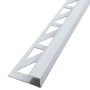 Weiße Dalsys Fliesenschiene Eckprofil aus Aluminium, 2,5m x 8mm, für Kantenschutz.
