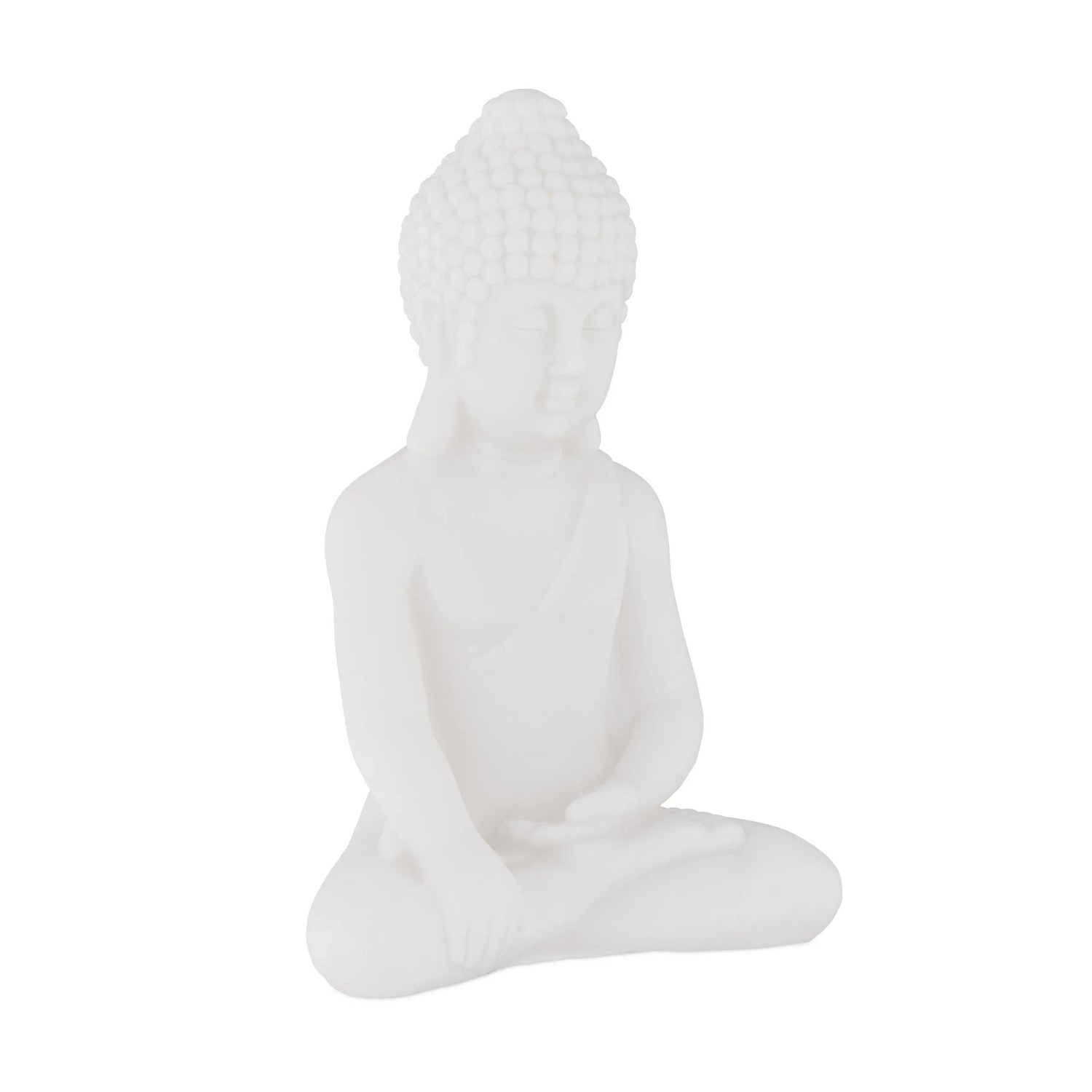 Relaxdays Buddha Figur Kunststoff Weiß Wetterfest Frostsicher 17 cm x 11,5 cm x 8 cm 90 g