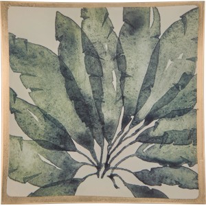 Quadratische Glasplatte Safari Lodge, 14,5 cm, mit Blättermotiv und goldenem Rand.