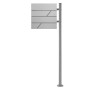 ML-Design Standbriefkasten Silber Edelstahl mit Zeitungsfach und Pfosten.