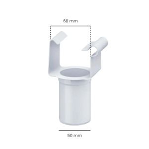 Weißer Inefa PVC Einhangstutzen DN 50/NW 68 für Kastenrinne. Dachentwässerung mit 68mm Breite und 50mm Ablauf.