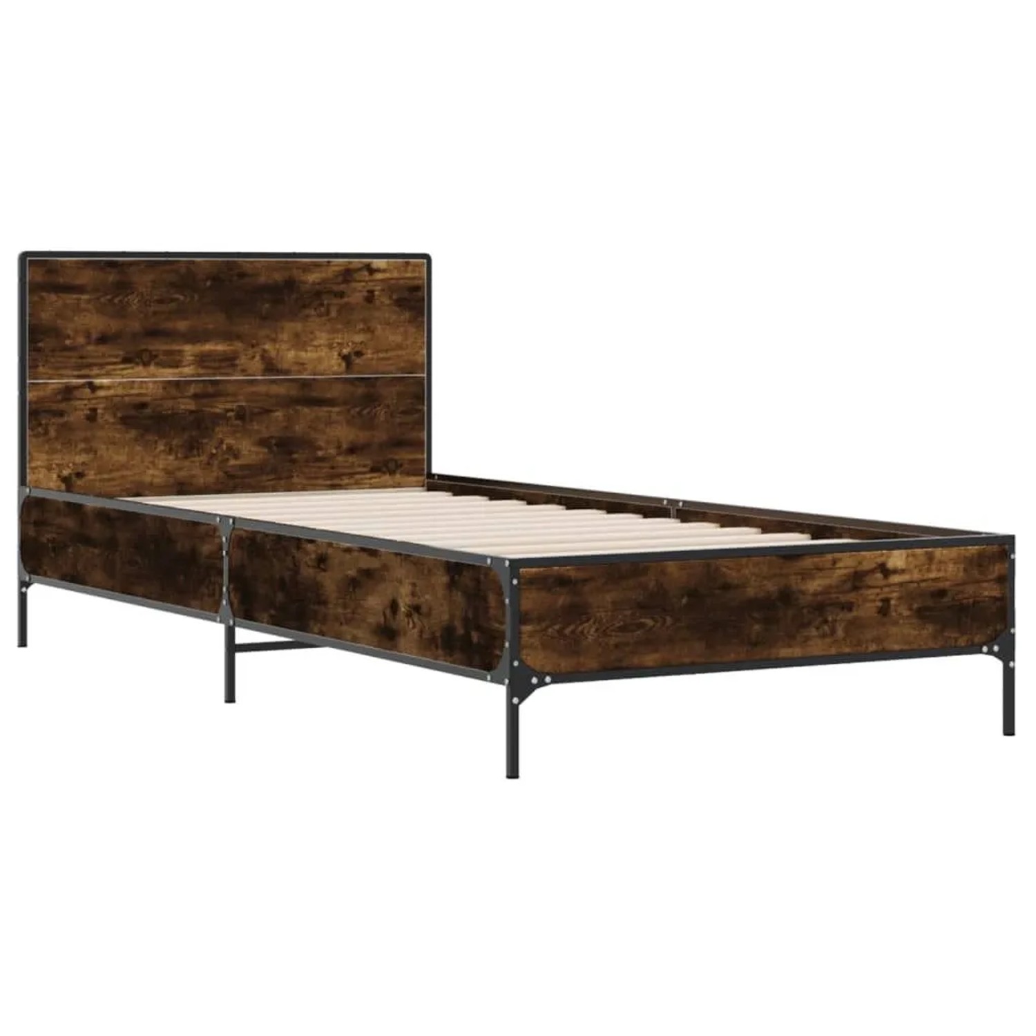 vidaXL Bettgestell Räuchereiche 75x190 cm Holzwerkstoff und Metall 845559 günstig online kaufen