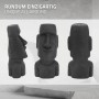 Anthrazitfarbene Moai Figur Rapa Nui (53,5 cm) aus Steinguss Kunstharz, verschiedene Ansichten.