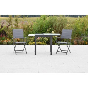 Merxx Florenz 3-tlg. Gartenmöbel-Set mit Klappsesseln und Ausziehtisch (65/130x65 cm).