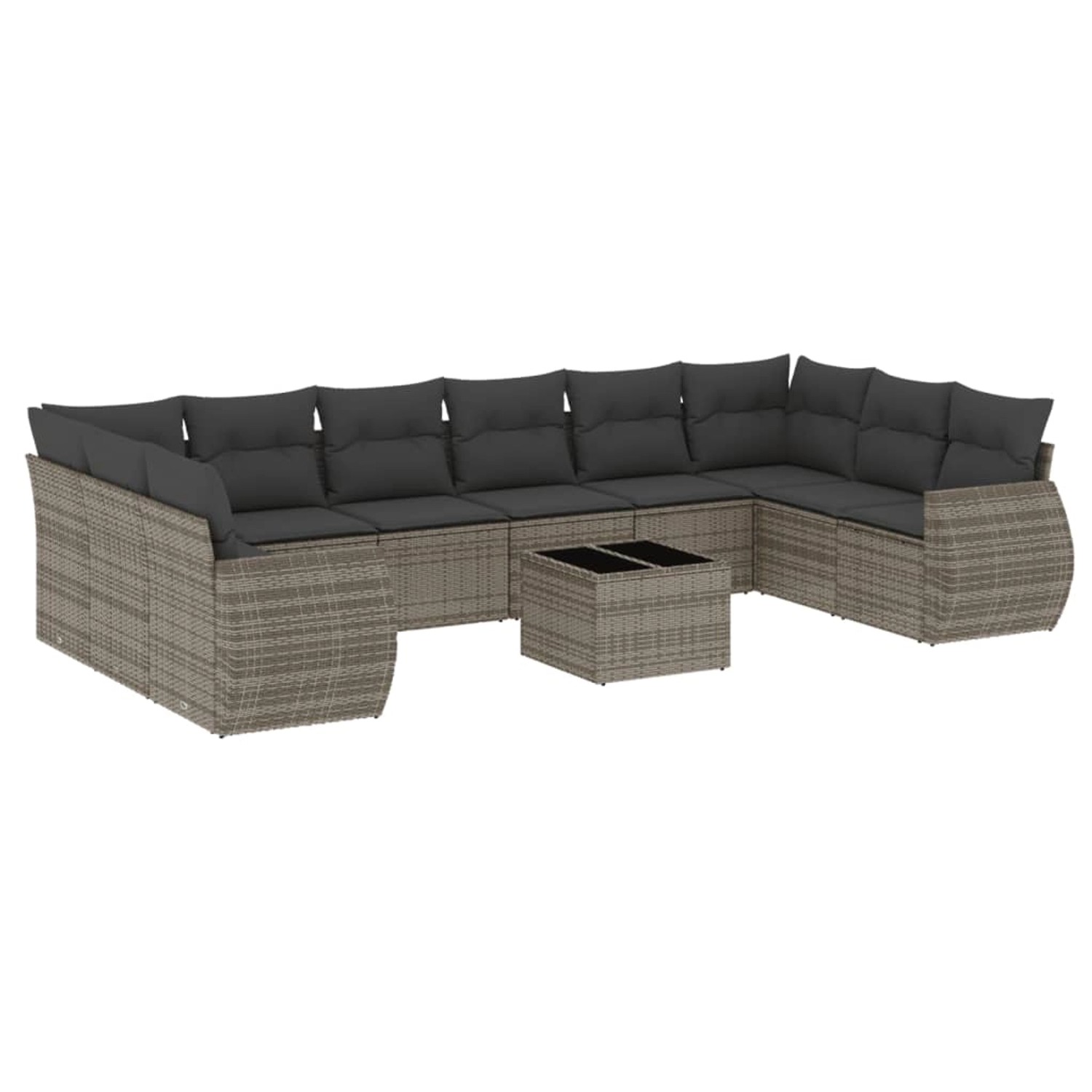 vidaXL 11-Tlg Garten-Sofagarnitur mit Kissen Grau Poly Rattan 3254217 günstig online kaufen