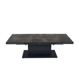 Ausziehbarer Siena Garden Lifttisch Talina, HPL Titan, mit anthrazitfarbenem Gestell.