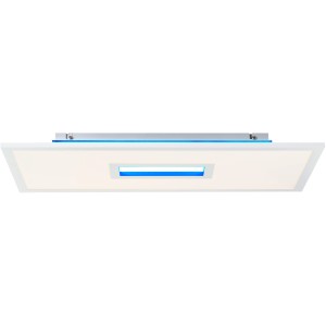 Rechteckige, weiße LED-Deckenleuchte Movida (60x30 cm) mit blauen Akzenten, ideal für smarte Beleuchtung.