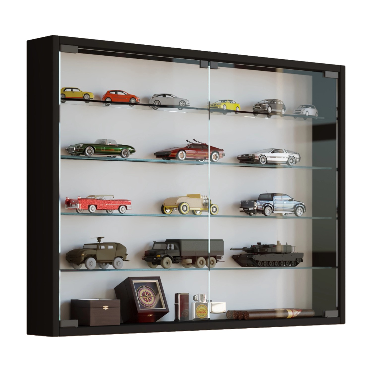 ebuy24 Mandosa L Vitrinenschrank an der Wand Montierte 2 Glastüren Schwarz günstig online kaufen